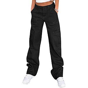 Lepunuo Women's High Waisted Wide Leg Cargo Pants w/ 6 Pockets (Various) from $14.99 + Free Shipping w/ Prime or on $35+