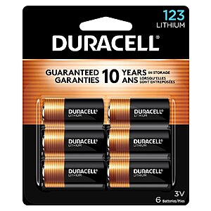 6-Pack Duracell CR123A 3V Lithium Battery $11.09 w/ S&S + Free Shipping w/ Prime or on $35+