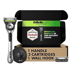 $11.64* | Men's Gillette Labs Razor Exfoliating Bar Handle w/ 2x 5-Blade Cart + Wall Hook at Amazon