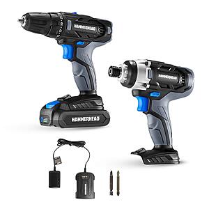 Hammerhead 20V Cordless 2-Tool Combo Kit: Drill + Impact Driver + 1.5Ah Battery + Charger $25.34