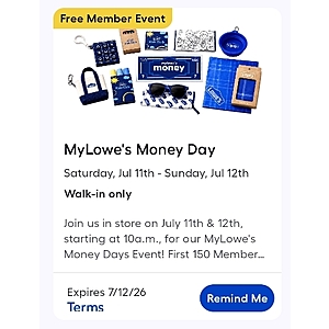 MyLowe's Rewards members Jul 11-12, free MyLowe's money giveaway and more for 1st 150 each day