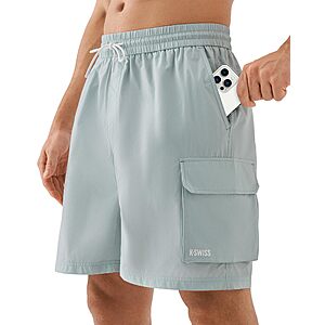 K-Swiss Men's 9" Lightweight Stretch Quick-Dry Cargo Shorts w/ 4 Pockets & Adjustable Waistband (XS-XL, 4 Colors) $11.54 + Free Shipping w/ Prime or on $35+