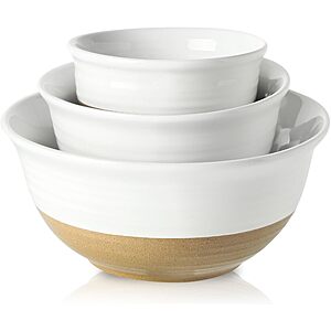3-Piece HASENSE Ceramic Mixing Bowl Set (2.1/1.0/0.5-Quart) $17.99 + Free Shipping w/ Prime or on $35+