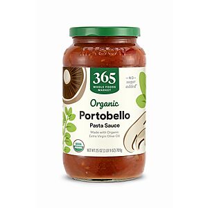 365 by Whole Foods Market Organic Portobello Mushroom Pasta Sauce (25-Ounce) $2.14 w/ S&S + Free Shipping