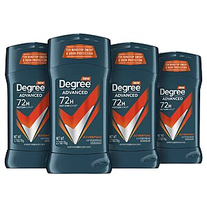 Degree Men Antiperspirant Deodorant Adventure Antiperspirant For Men With MotionSense Technology 2.7 oz, Pack of 4  $8.76