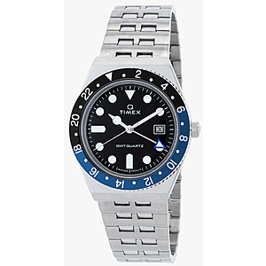 TIMEX Q Quartz GmT Black Blue Dial Men's Watch Batman $129