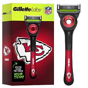 Gillette Labs Special NFL Chiefs Edition Shaving Razor for Men - 1 Handle, 4 Razor Blade Refills & Magnetic Stand, GilletteLabs with Exfoliating Bar $11.21