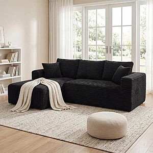 92.5" Modular L-Shaped Cloud Sectional Sofa w/ Deep Seats & Chaise (Black, Left Facing) $167.99 + Free Shipping