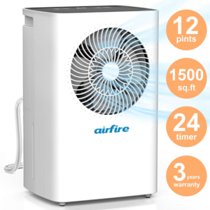 AIRFIRE 12-Pint (DOE) Dehumidifier w/ Drain Hose (up to 1500 Sq.Ft) $74.99 + Free Shipping