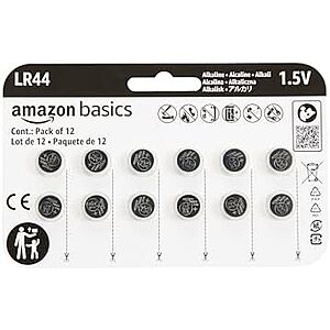 [SnS] $4.78 | Amazon Basics 12-Pack LR44 Alkaline Button Cell Batteries, 1.5 Volt at Amazon