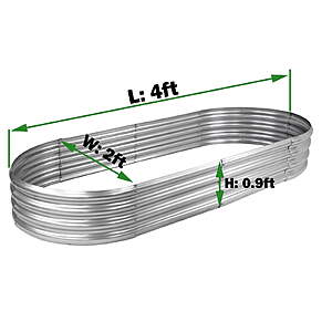 $30 FS Walmart+ by NANA GUARD Galvanized Raised Garden Bed Kit, Galvanized Planter Raised Garden Boxes Outdoor, Oval Metal Raised Garden Beds for Vegetables