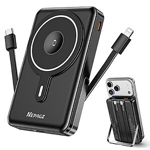 Amazon - 10000mAh Magnetic Power Bank with Foldable Stand - $9.99