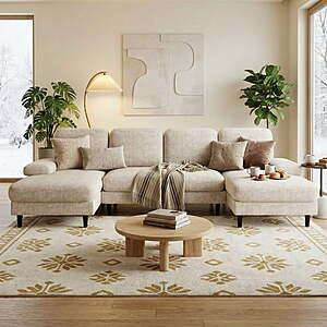 4-Seat CONCETTA U-Shaped Sectional Sofa w/ Double Chaise Set (Beige) $266.99 + Free Shipping w/ Walmart+ or on $35+