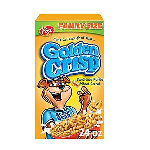 Golden Crisp Breakfast Cereal, Sweetened Puffed Wheat Cereal, 24 OZ Box $3.85 or less