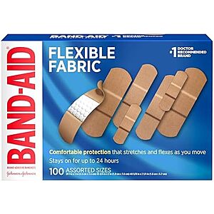 [SnS, AC] $4.40* | 100-Count Band-Aid Flexible Fabric Adhesive Bandages (Assorted Sizes) at Amazon