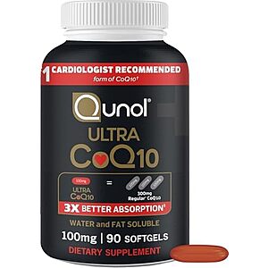 [SnS, AC] $4.29* | 90-Ct 100mg Qunol Ultra CoQ10 Antioxidant Supplement Softgels at Amazon