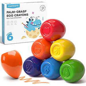 JUPITEARTH 6-Color Egg Crayons for Kids Palm-Grasp Washable Crayons $9.99 + Free Shipping w/ Prime or on $35+