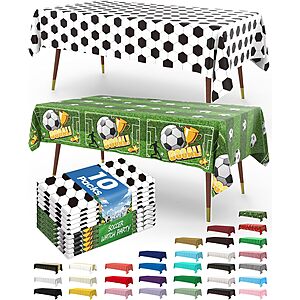 10-Pack 54" x 108" Pureegg Disposable Soccer Plastic Tablecloths $8.09 + Free Shipping w/ Prime or on $35+