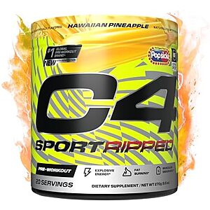 C4 Ripped Sport Pre-Workout Powder w/ 200mg Caffeine, Cayenne Extract & Beta-Alanine (Hawaiian Pineapple, 20 Servings) $8.33 w/ S&S + Free Shipping w/ Prime or on $35+
