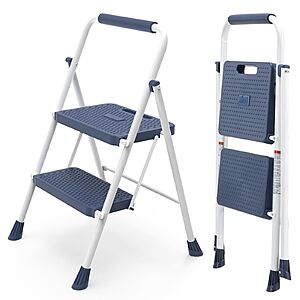 Sweetcrispy 2-Step 800-Pound Capacity Folding Step Ladder w/ Handrail (Blue) $25.97 + Free Shipping w/ Prime or on $35+