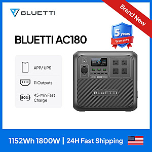 BLUETTI AC180 1152WH Portable Power Station $349 + Free S/H