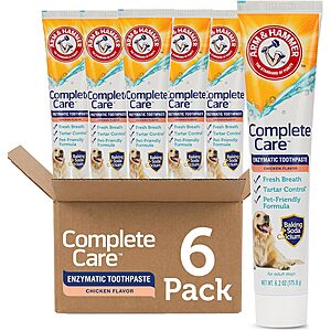 6-Pack 6.2-Ounce Arm & Hammer Complete Care Enzymatic Dog Toothpaste w/ Baking Soda & Calcium (Chicken Flavor) $15.19 w/ S&S + Free Shipping w/ Prime or on $35+