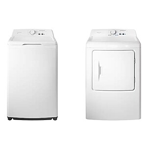 Insignia - 3.7 Cu. Ft. High Efficiency 12-Cycle Top-Loading Washer and 6.7 Cu. Ft. Electric Dryer with Sensor Dry - White, $749.98, free delivery, or $399.99 each, Best Buy