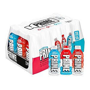 [SnS] $9.47* | 15-Pack 12-Oz PRIME HYDRATION Sports Drinks Variety Pack (Berry Freeze, Cherry Freeze, & Ice Pop) at Amazon