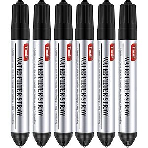 6-Pack Timain Mini Water Filter Straws for Camping, Hiking & Emergency Preparedness $27.99 + Free Shipping w/ Prime or on $35+