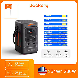 Jackery Explorer 240D Power Bank; 256Wh LiFePO, 200W output; free s&h $100.96