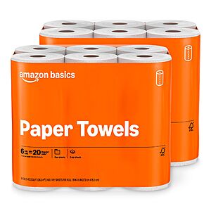 12-Pack Amazon Basics 2-Ply Flex-Sheets Paper Towels 150 Sheets per Roll $11.92 with S&S