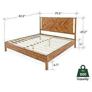 Bme Vivian 14 Inch Deluxe Bed Frame with Headboard (King, Rustic Golden Brown) $199.99 + Free S&H w/ Prime at Woot!