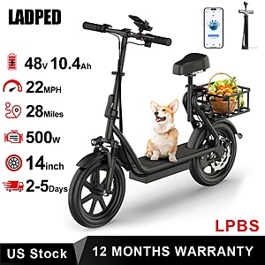 AOVOPRO 500W 14" Electric Bicycle 500W Motor 48V 10.4Ah Battery 22mph 28Mile Range $153 + Free Shipping