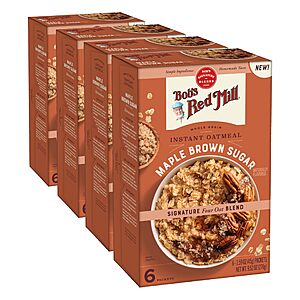 4-Pack 6-Count Bob's Red Mill  Non-GMO, Gluten Free, Whole Grain Instant Oatmeal (Maple Brown Sugar)  $9.96 ($2.49 each) w/ S&S + Free Shipping w/ Prime or on $35+