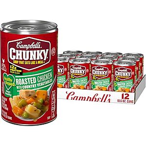 [SnS, AC] $15.04 | 12-Pack 18.6-Oz Campbell’s Chunky Healthy Request Soup (Healthy Request Roasted Chicken with Country Vegetables) at Amazon ($1.25 each)