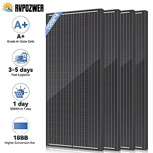 RVP0ZWER 100W N-Type Monocrystalline Solar Panel 18BB Cell Design 25.2% PV Power $26.4 + Free Shipping