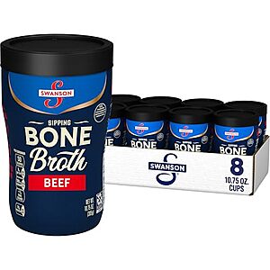 [SnS, AC] $16.16 | 2 × 8-Pack 10.75-Oz SWANSON S Sipping Bone Broth (Beef) ($8.08 each) at Amazon