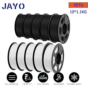 JAYO 11kg PETG 3D Filament 1.75mm 10 Rolls Tough & Durable Bulk Value $83.5 + Free Shipping