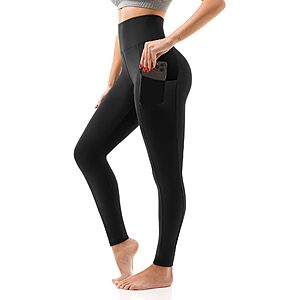 SINOPHANT High Waisted Leggings with Pockets Women, Full Length Capri Buttery Soft Stretchy Yoga Pants(Full Black,S-M) $3.99