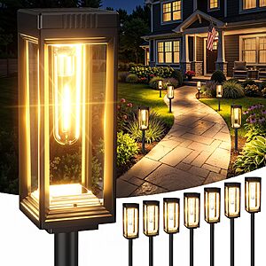 (8 Pack) VICOUP Tall Solar Pathway Lights Outdoor, Waterproof, Auto On/Off, Up to 15Hrs $32.99