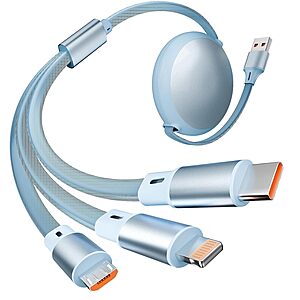 4' 3-in-1 MPATIBY Retractable Multi Charging Cable w/ USB-C, Micro-USB & Lightning Ports (Various) $7.69 + Free Shipping w/ Prime or on $35+