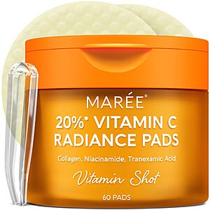 MAREE Vitamin C Toner Pads for Face – Brightening Facial Polishes with 20% Complex: Vitamin C Collagen Niacinamide TXA – Facial Radiance $9.99