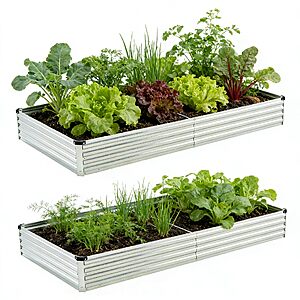 Foxlang 8x4x1ft(2 PCS) Galvanized Raised Garden Bed,Outdoor Planter Box Metal Patio Kit Planting Bed for Vegetables Flowers Herb,Silver $38.99