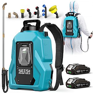 5-Gal SEESII Cordless Backpack Sprayer w/ Dual Batteries, Telescopic Brass Wand & 7 Nozzles $71.99 + Free Shipping