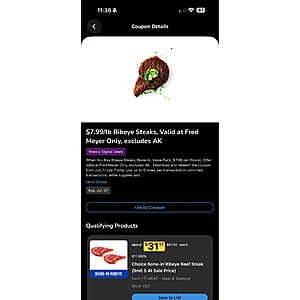[YMMV] Choice Bone-in Ribeye Beef Steak ($7.99/lb)
