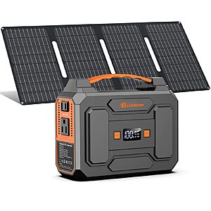 Portable Power Station with Foldable 40W Solar Panel, 100W Solar Powered Generator with Panels, 146Wh DC Battery Pack