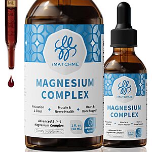 2-Oz iMATCHME Liquid Magnesium Complex Drops w/ L-Theanine & B12 (Strawberry) $4.55 w/ S&S + Free Shipping w/ Prime or on $35+