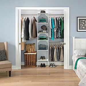 4-ft to 6-ft W ClosetMaid BrightWood Tower Kit w/ 5 Shelves & 3 Expandable Hang Rods (White) $79.98 + Free Shipping