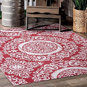 6' x 9' Nuu Garden Rectangular Moroccan Polypropylene Indoor/Outdoor Area Rug (Red & White) $27.90 + Free Shipping
