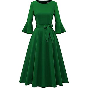HomRain Women's Midi A Line Long Sleeve Formal Dresses $11.99 + Free Shipping w/ Prime or on $35+